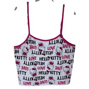 Hello Kitty By Sanrio Sleepwear Top Women XL White Pink All Over Print Spaghetti